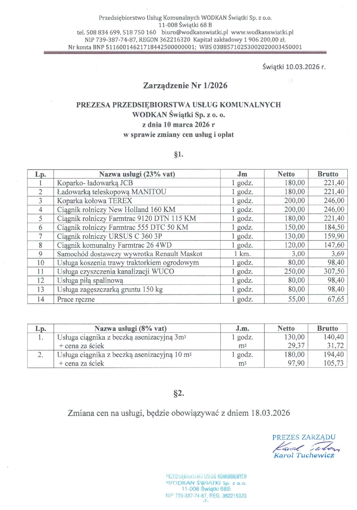 Zarządzenie Nr 1/2026